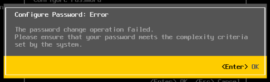Configure Password: Error