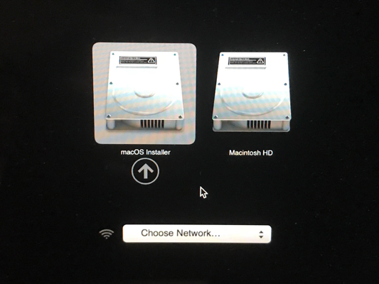 macOS InstallerとMacintosh HDの画面
