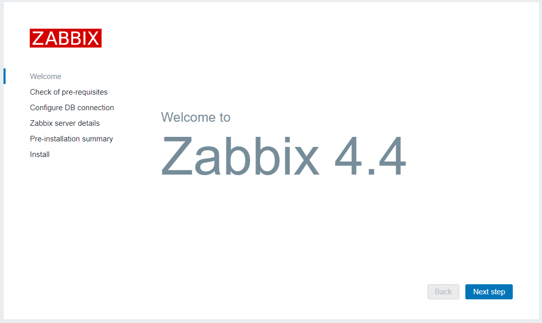 ZABBIXセットアップ画面
